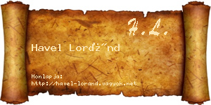 Havel Loránd névjegykártya