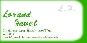 lorand havel business card